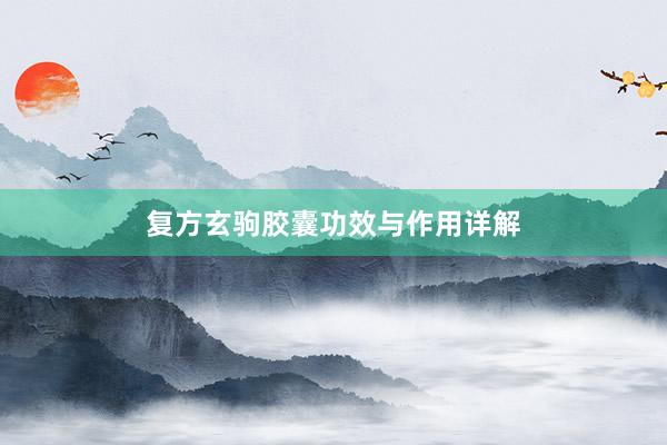 复方玄驹胶囊功效与作用详解